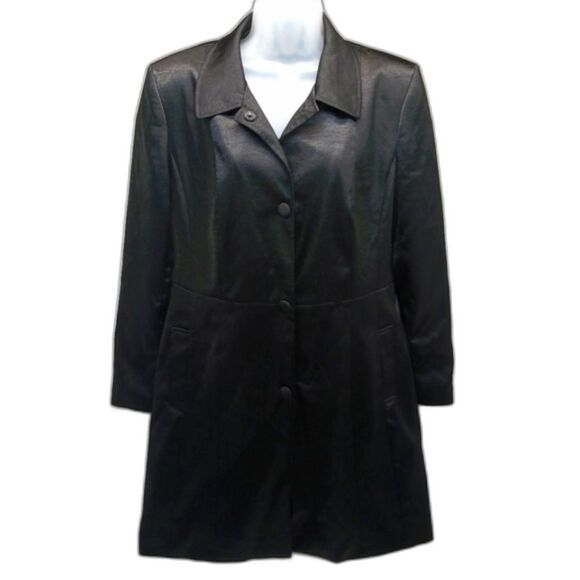 Worthington Structured Silky Duster. Black. Button Down. Lined Lightweight. XL. - Picture 1 of 13